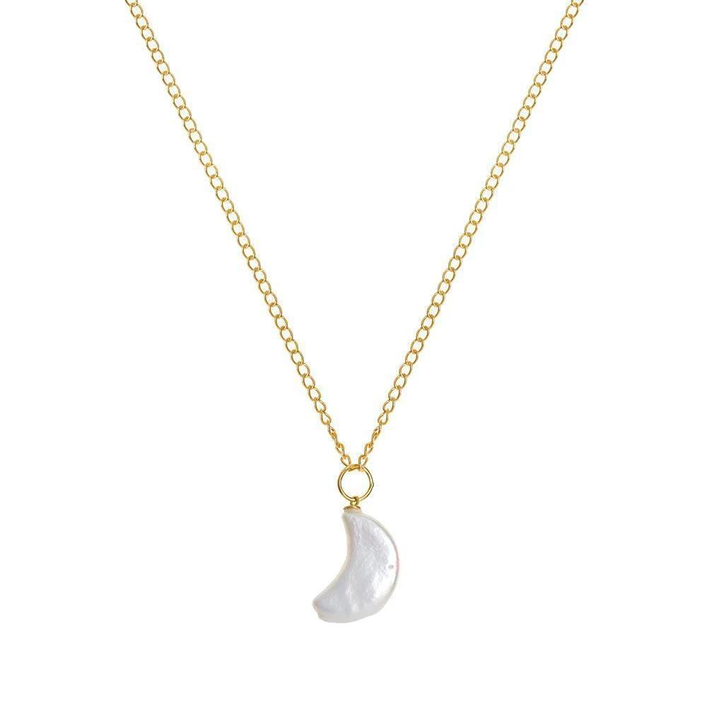 商品FREYA ROSE|Moon pearl necklace 22ct gold vermeil,价格¥820,第3张图片详细描述