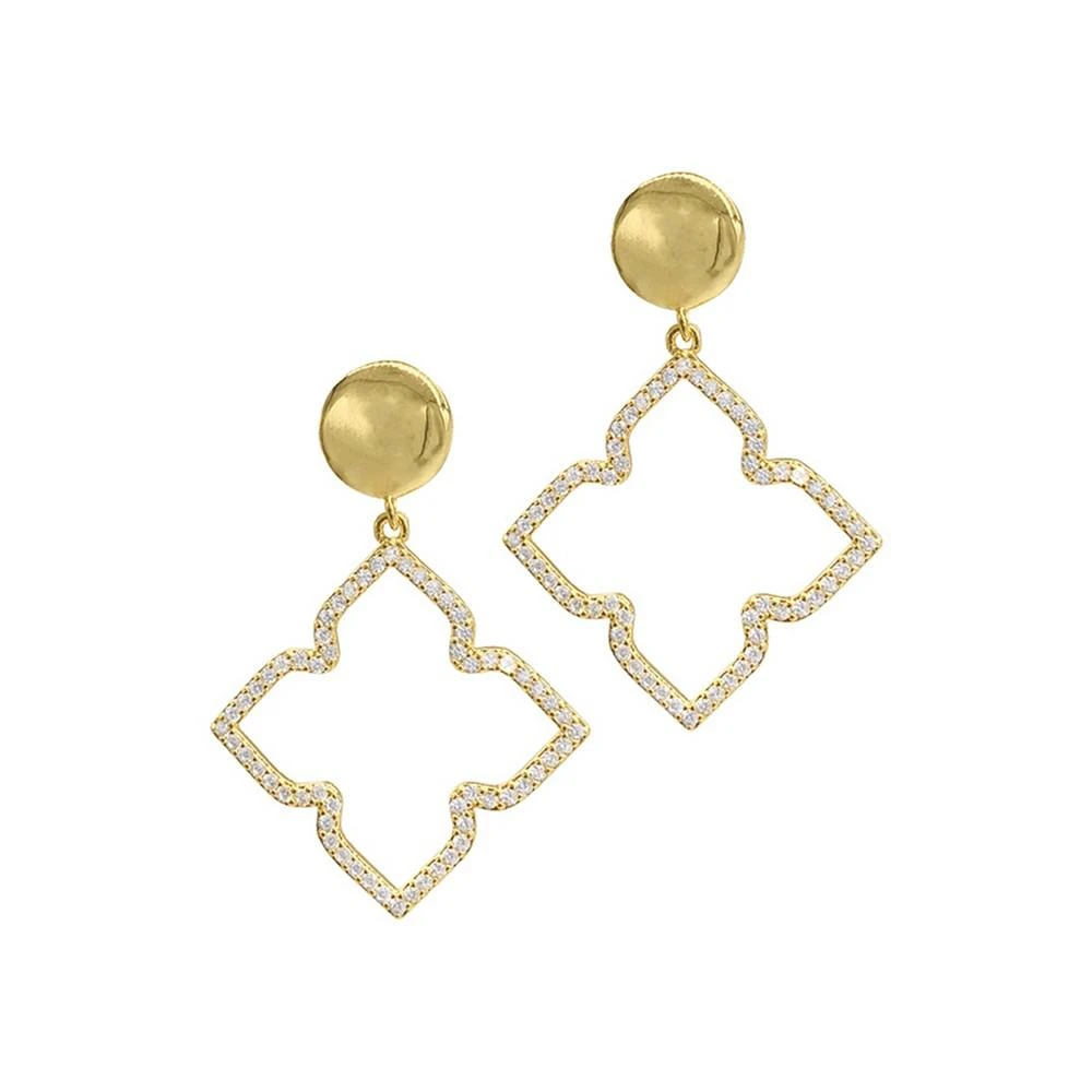商品ADORNIA|Women's 14K Gold-Tone Plated Drop and Dangle Crystal Lined Floral Earrings,价格¥242,第1张图片