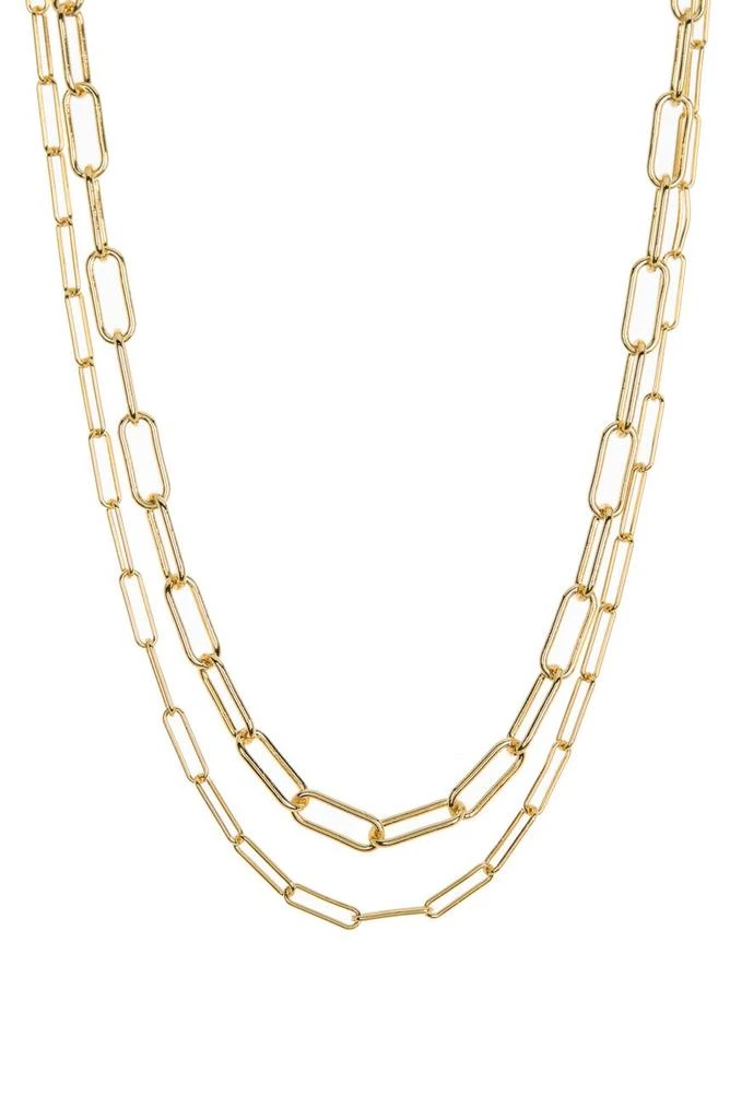 商品ADORNIA|14K Gold Plated 3mm & 4mm Paperclip Chain Necklace Set,价格¥150,第1张图片