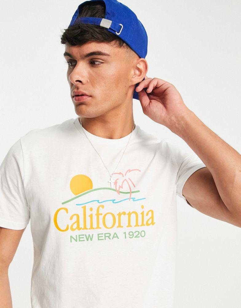 New Era California print t-shirt in white商品第4张图片规格展示