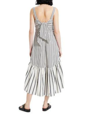 商品Theory|Striped Tie-Back Poplin Midi-Dress,价格¥488,第2张图片详细描述