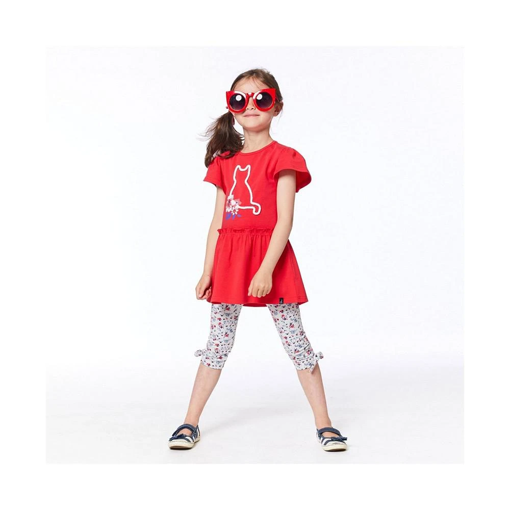 商品Deux par Deux|Girl Organic Cotton Printed Capri With Knot Oatmeal Mix Little Flowers - Toddler|Child,价格¥109,第3张图片详细描述