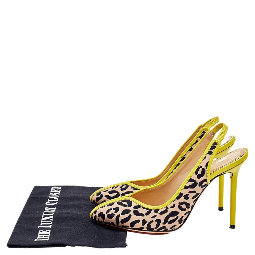 Charlotte Olympia Beige Leopard Print Fabric Slingback Sandals Size 37.5 商品