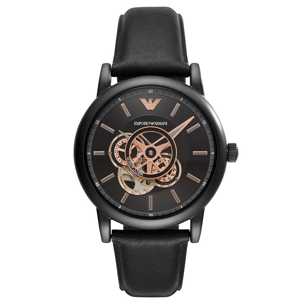 商品Emporio Armani|男士自动机芯真皮表带腕表, 43mm,价格¥3083,第1张图片