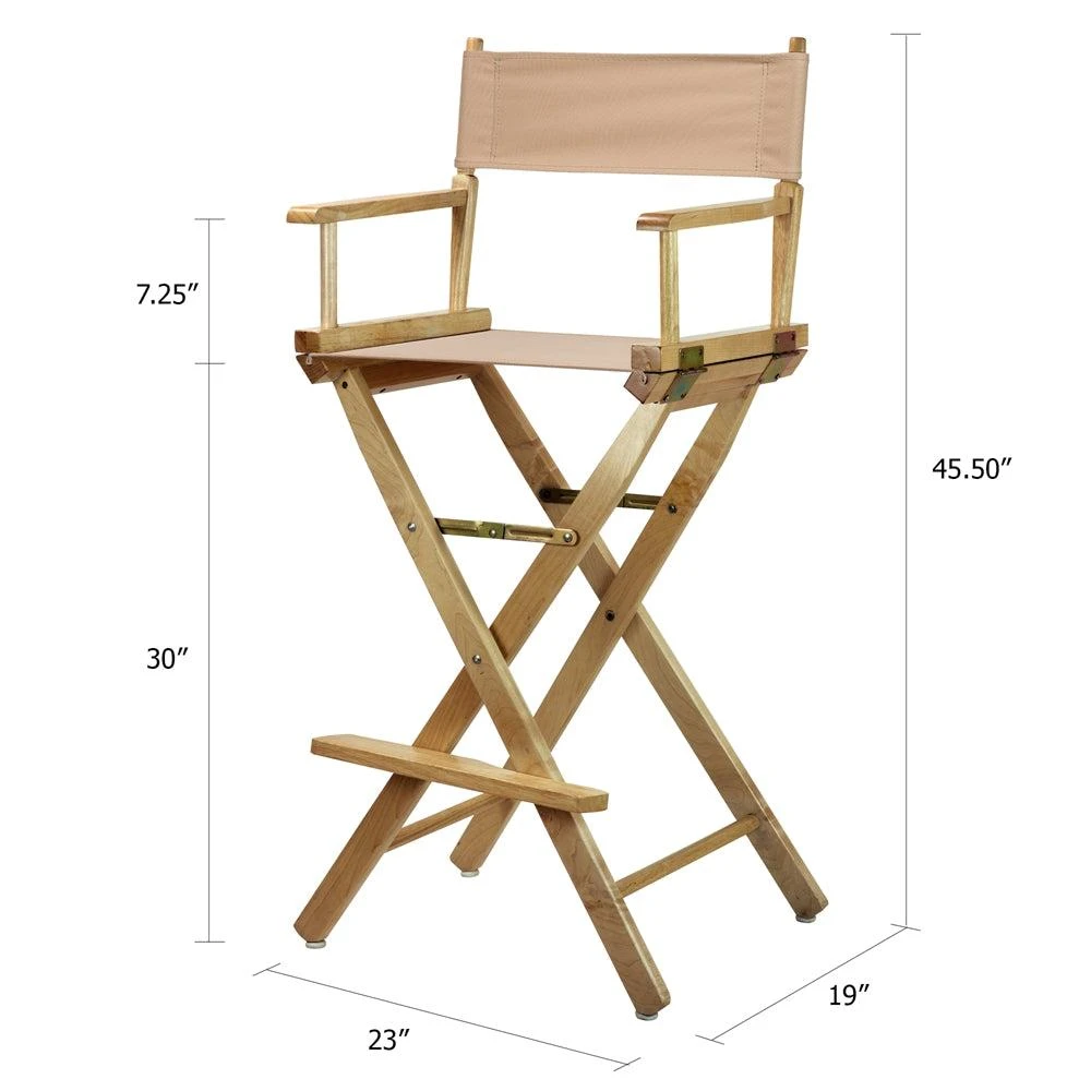 商品Casual Home|30" Director's Chair Natural Frame-Tan Canvas,价格¥776,第5张图片详细描述