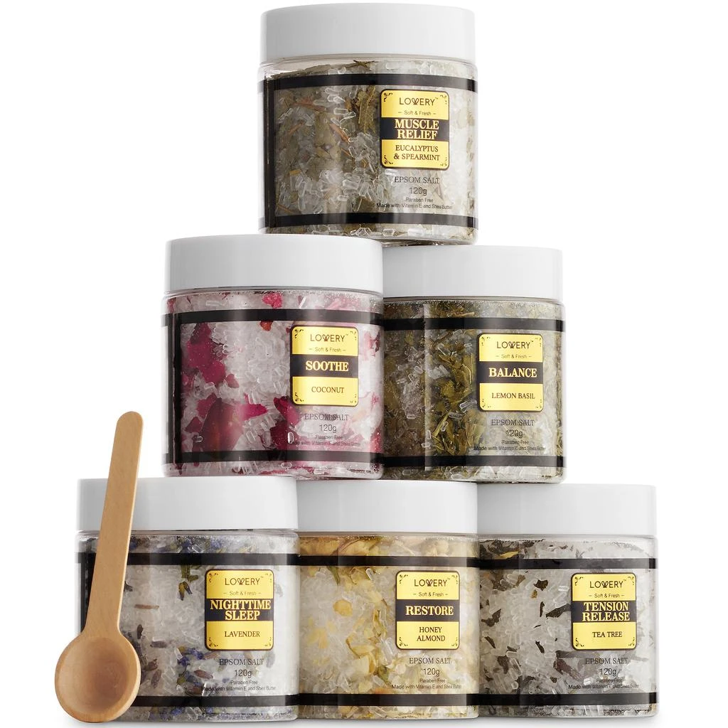 商品Lovery|Epsom Salts Gift Set, 6 Scented Relaxing Spa Bath Soaks,价格¥345,第3张图片详细描述