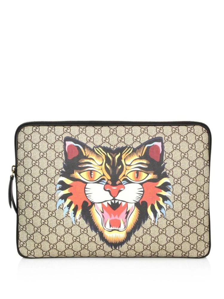 商品Gucci|Angry Cat-Print GG Supreme Laptop Case,价格¥3098,第1张图片