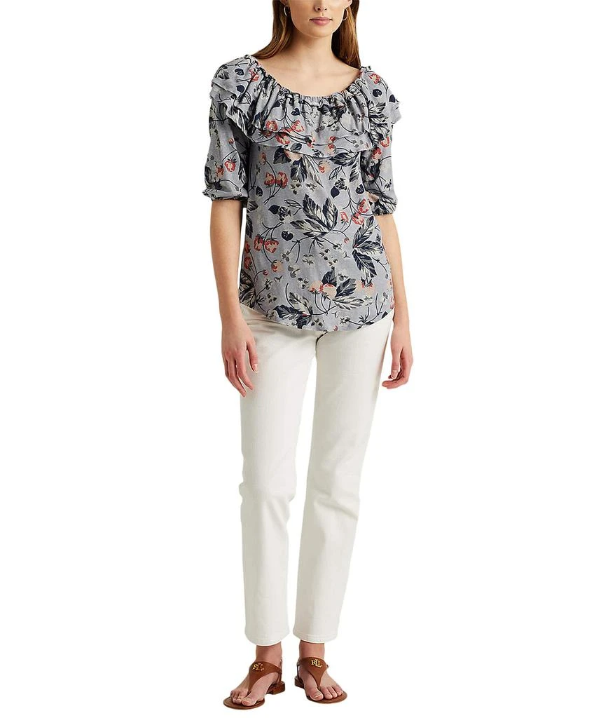 商品Ralph Lauren|Floral Linen Jersey Off-the-Shoulder Top,价格¥253,第4张图片详细描述