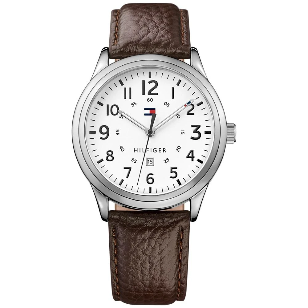 商品Tommy Hilfiger|Men's  Brown Leather Strap Watch 42mm  Created for Macy's,价格¥534,第1张图片