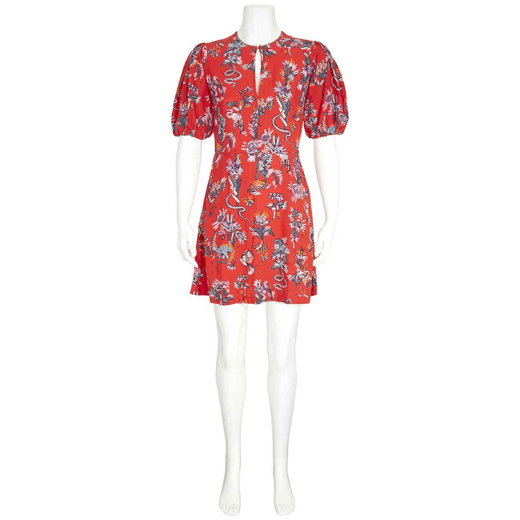 Markus Lupfer Red Short Flower Dress, Brand Size 10商品第1张图片规格展示