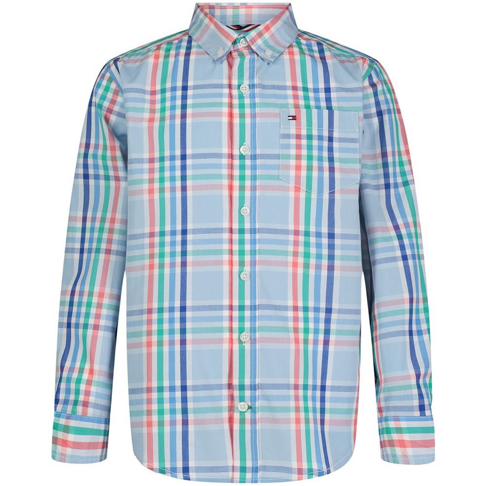Little Boys Spring Plaid Long Sleeves Shirt商品第1张图片规格展示