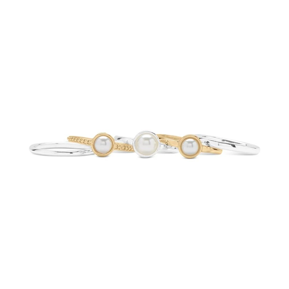 商品Lucky Brand|Two-Tone 5-Pc. Set Imitation Pearl Accent Stack Rings,价格¥39,第2张图片详细描述