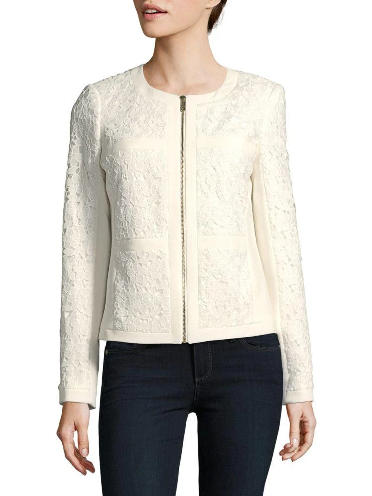 商品Karl Lagerfeld Paris|Lace Zip Front Jacket,价格¥450,第1张图片