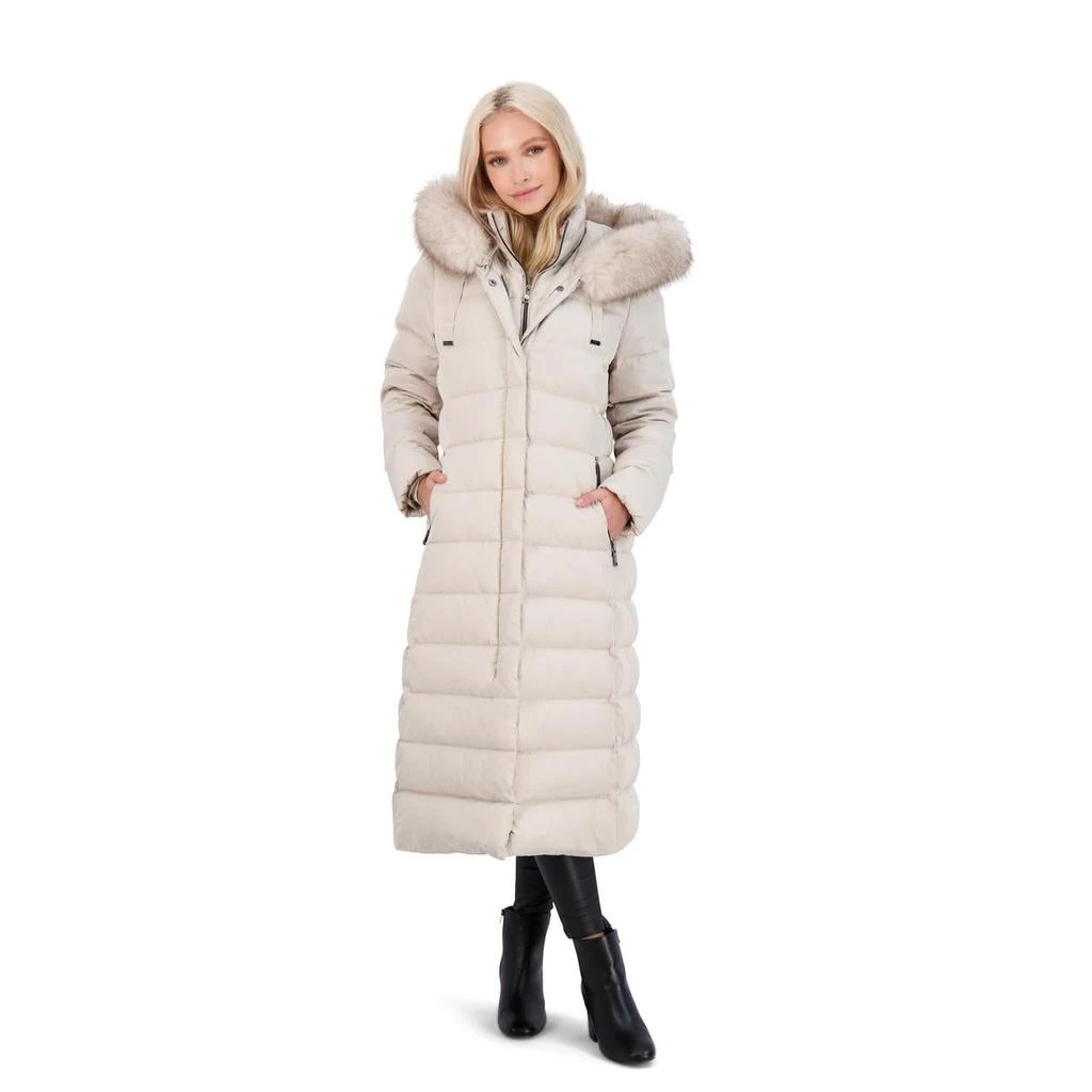 商品Tahari|Tahari Nellie Long Coat for Women-Insulated Jacket with Removable Faux Fur Trim,价格¥1147,第2张图片详细描述