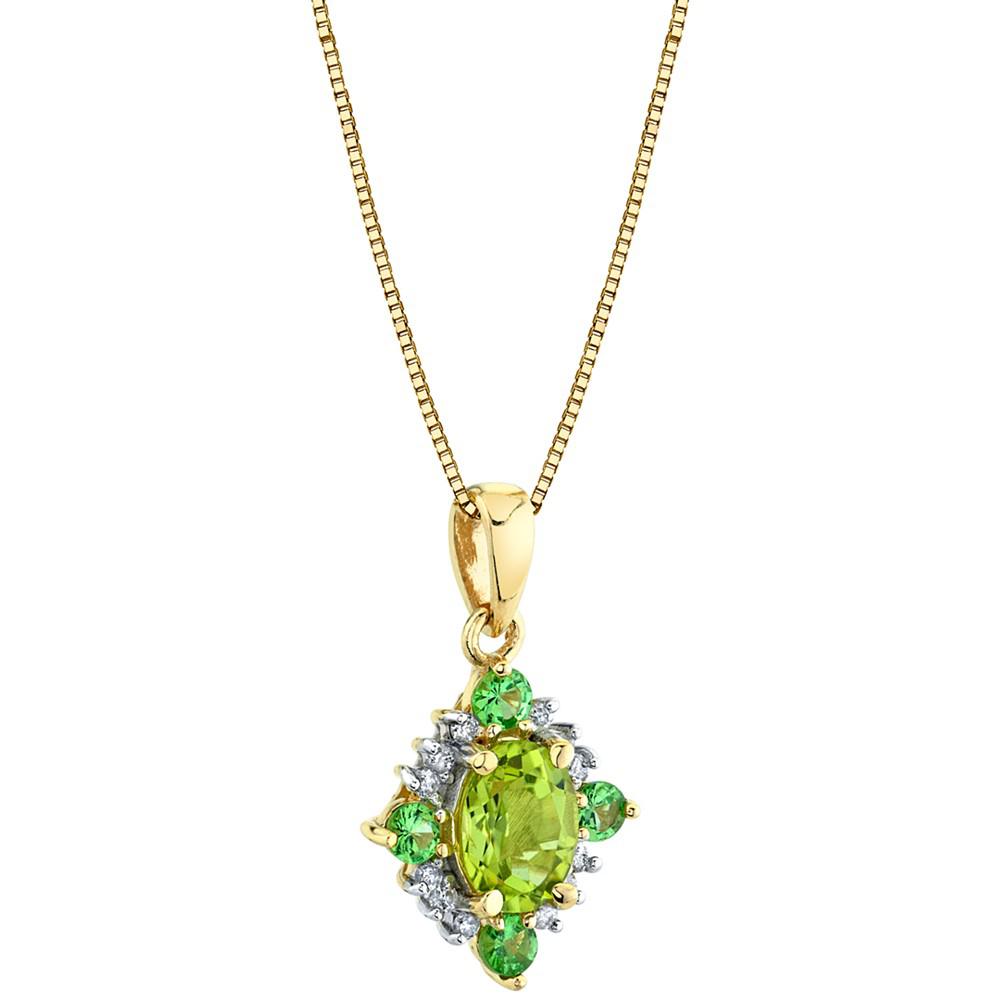 Multi-Gemstone (1-1/3 ct. t.w.) & Diamond (1/10 ct. t.w.) 18" Pendant Necklace in 10k Gold商品第2张图片规格展示