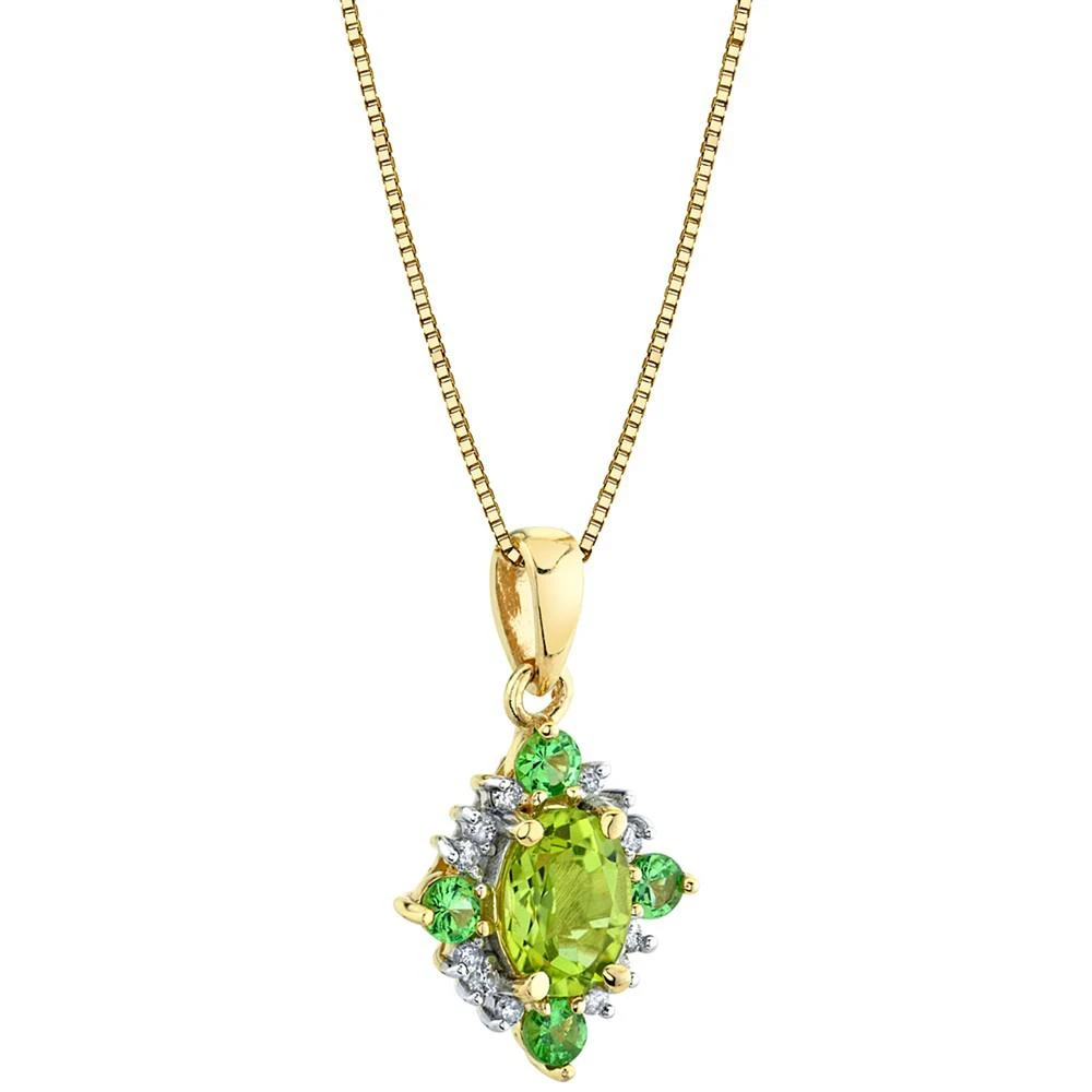 商品Macy's|Multi-Gemstone (1-1/3 ct. t.w.) & Diamond (1/10 ct. t.w.) 18" Pendant Necklace in 10k Gold,价格¥2277,第2张图片详细描述