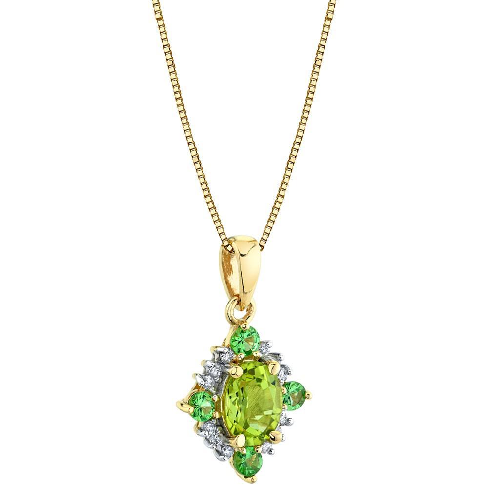 商品Macy's|Multi-Gemstone (1-1/3 ct. t.w.) & Diamond (1/10 ct. t.w.) 18" Pendant Necklace in 10k Gold,价格¥1846,第4张图片详细描述