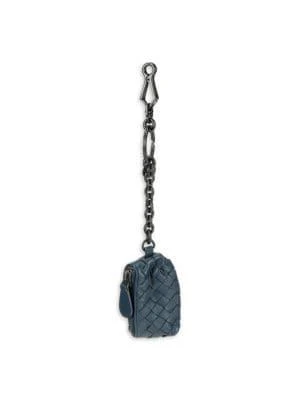商品Bottega Veneta|Intrecciato Woven Leather Zip Pouch Keychain,价格¥1668,第1张图片