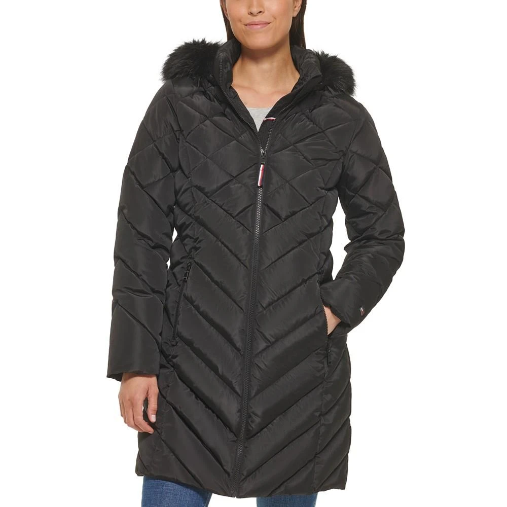 商品Tommy Hilfiger|Women's Faux-Fur-Trim Hooded Puffer Coat,价格¥955,第2张图片详细描述