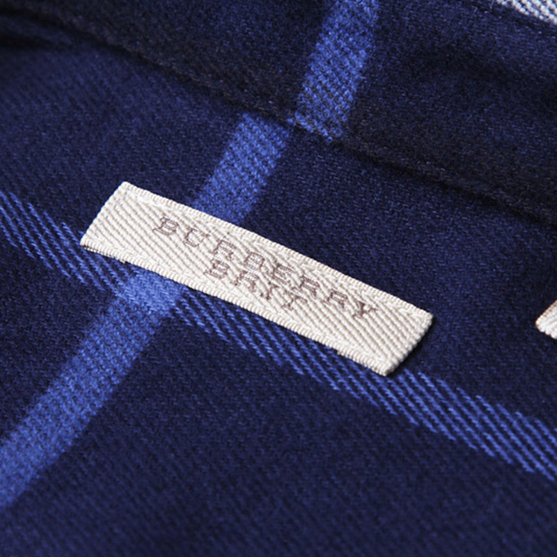 Burberry 博柏利 新款男装经典格子法兰绒棉质长袖衬衫蓝灰色 3942162商品第2张图片规格展示
