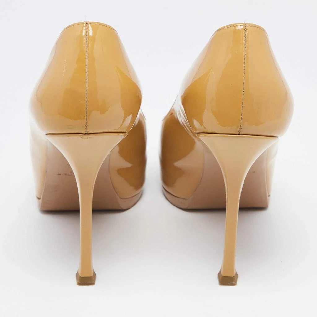 商品[二手商品] Yves Saint Laurent|Saint Laurent Beige Patent Leather Tribtoo Platform Pumps Size 37.5,价格¥1237,第5张图片详细描述