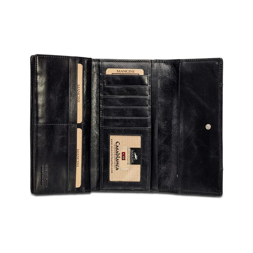 商品Mancini Leather Goods|Casablanca Collection RFID Secure Ladies Trifold Wing Wallet,价格¥844,第2张图片详细描述