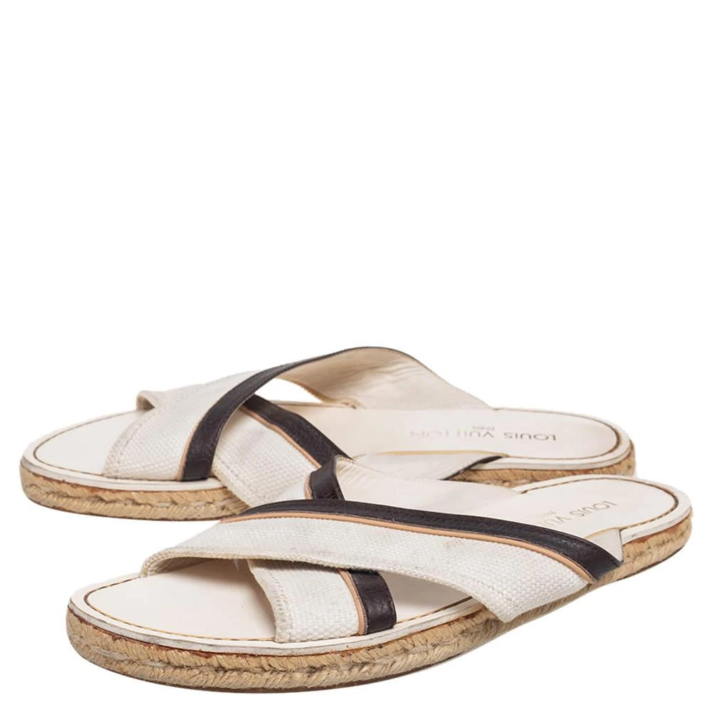 商品[二手商品] Louis Vuitton|Louis Vuitton Canvas and Leather Logo Cross Strap Flat Sandals Size 41,价格¥1899,第4张图片详细描述