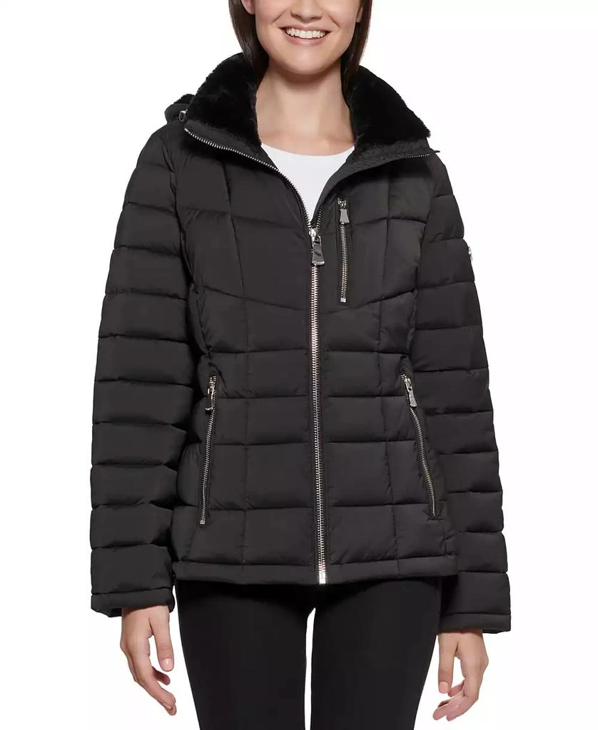 商品Calvin Klein|Women's Faux-Fur-Trim Hooded Puffer Coat, Created for Macy's,价格¥655,第1张图片