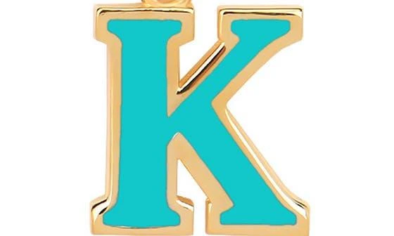 商品Gabi Rielle|Vacay Dreamy Collection 14K Gold Plated Sterling Silver Turquoise French Enamel Initial Necklace,价格¥414,第2张图片详细描述