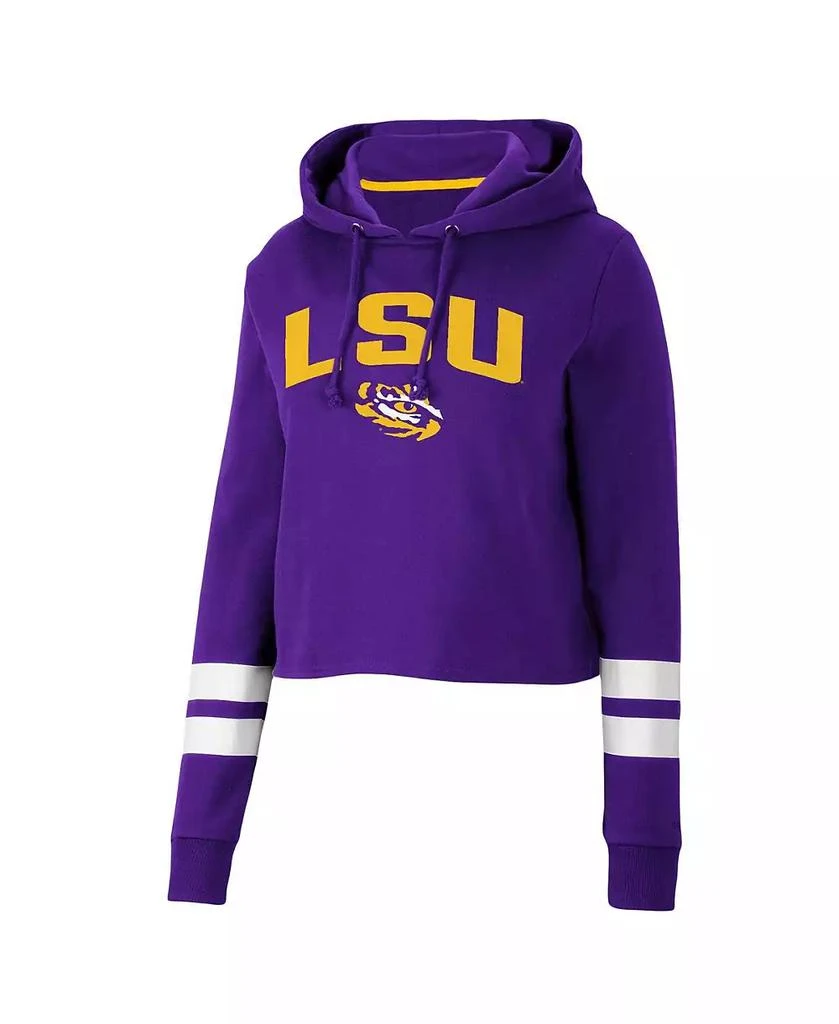 商品Colosseum|Women's Purple LSU Tigers Throwback Stripe Cropped Pullover Hoodie,价格¥278,第2张图片详细描述