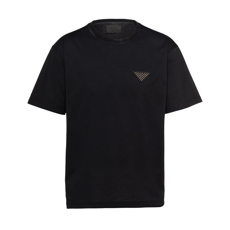 商品Prada|【预售3-7天】普拉达  男士黑色纯棉短袖T恤UJN782_1Z5X_F0002_S_221,价格¥5759,第1张图片