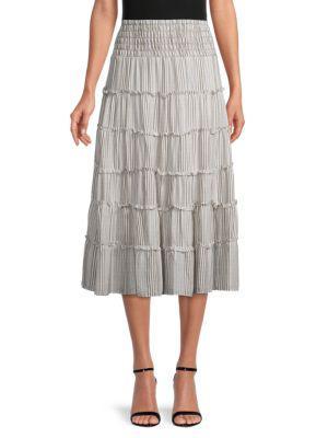 商品Max Studio|Tiered Gingham Midi Skirt,价格¥221,第1张图片