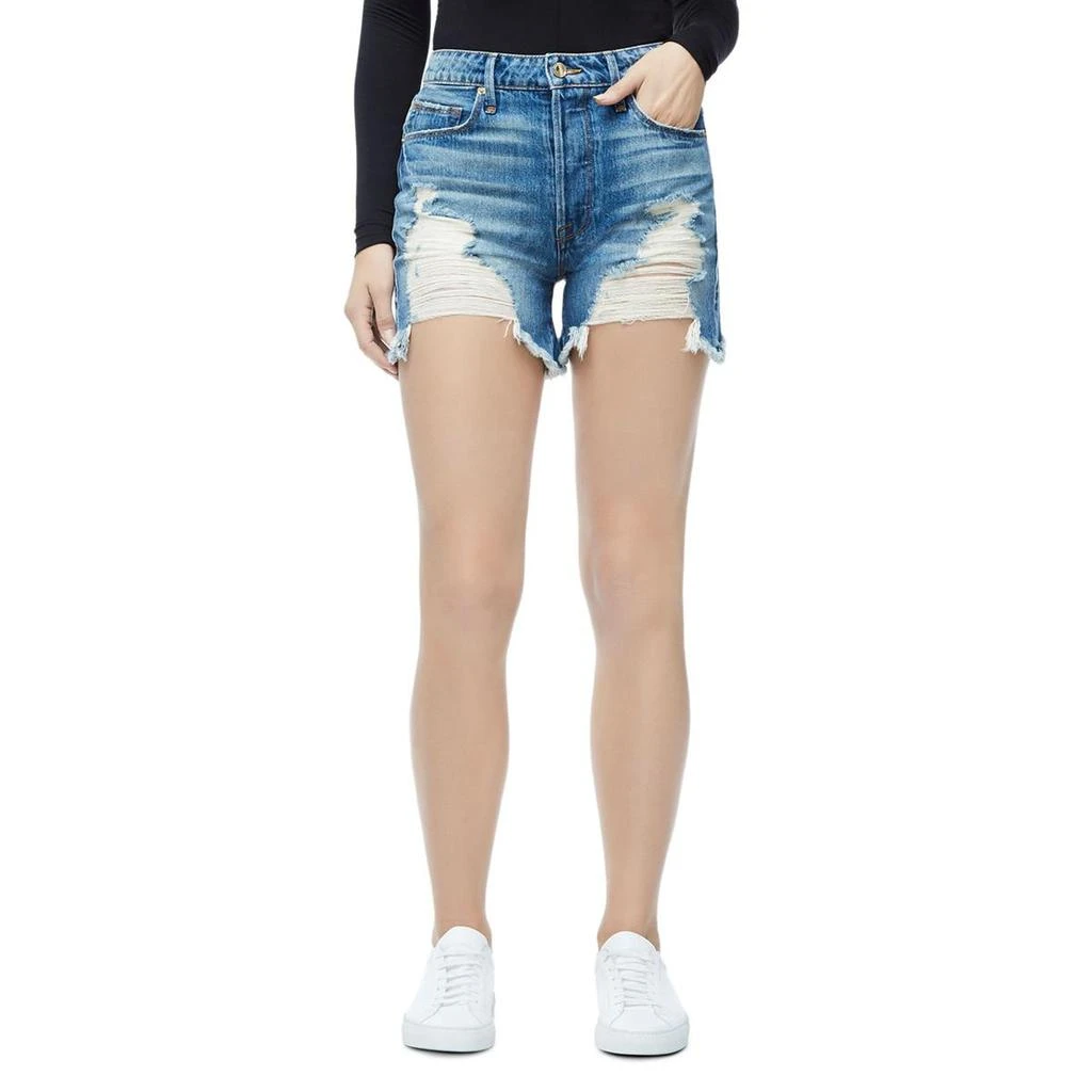 商品Good American|Good American Womens Bombshell Denim Fringe Cutoff Shorts,价格¥77,第1张图片