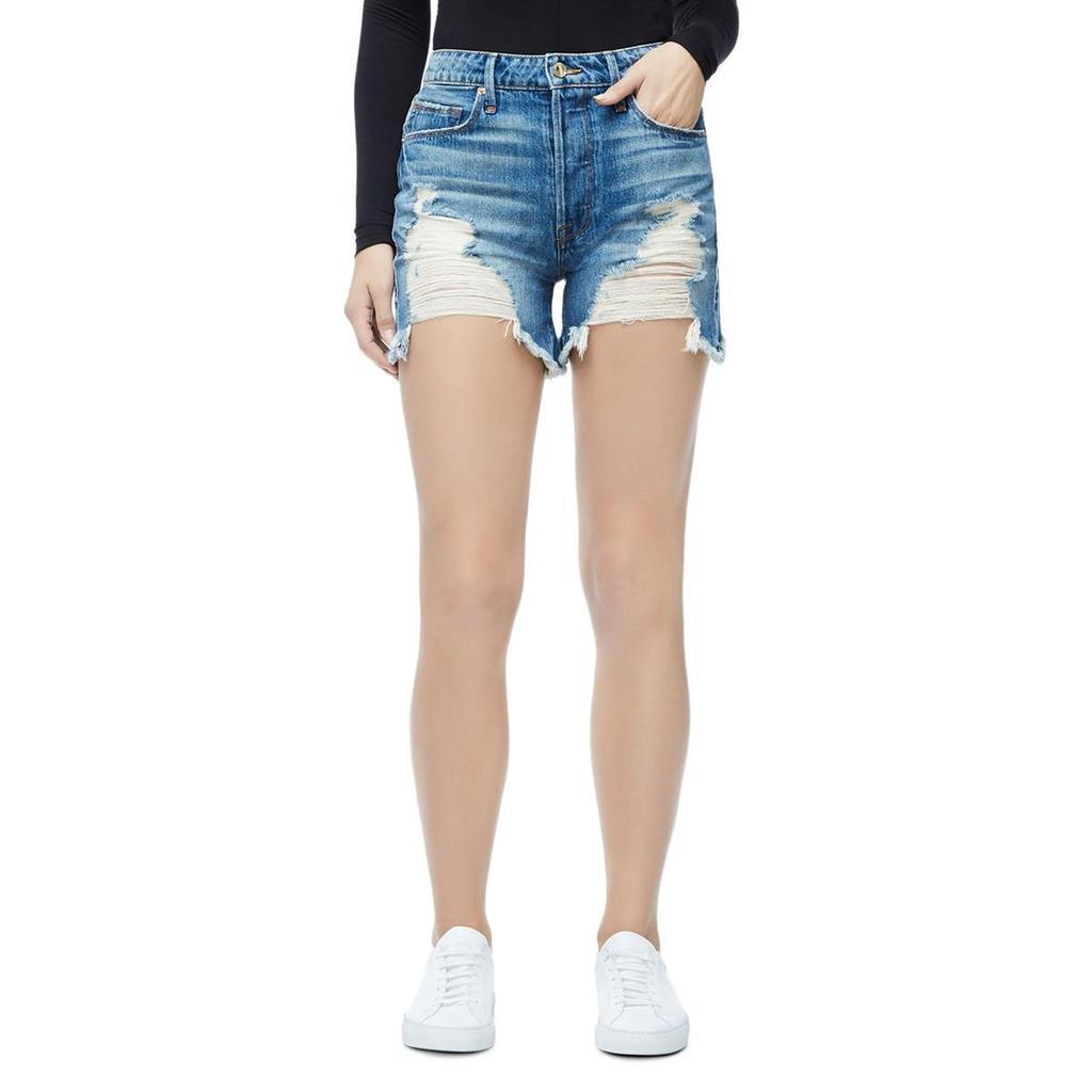 商品Good American|Good American Womens Bombshell Denim Fringe Cutoff Shorts,价格¥111,第1张图片