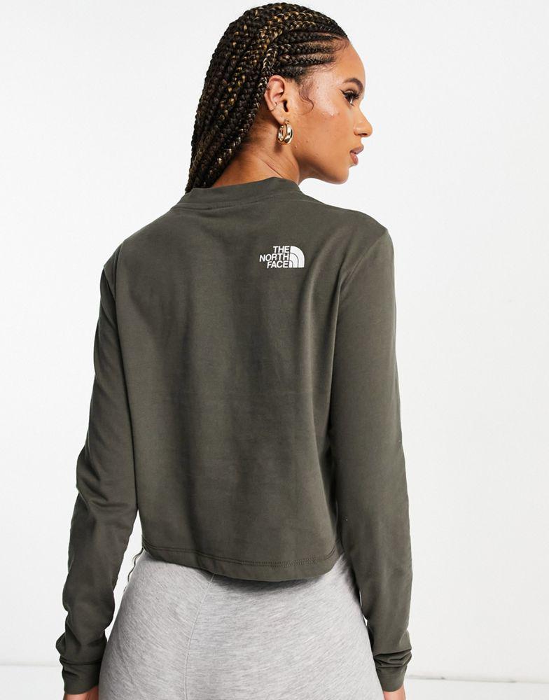 The North Face Cropped long sleeve t-shirt in khaki Exclusive at ASOS商品第2张图片规格展示