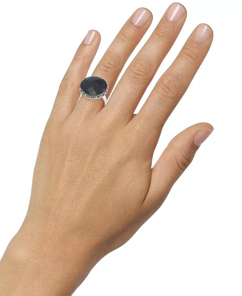 商品Macy's|Faceted Onyx (18 x 5mm) & Marcasite Ring in Sterling Silver,价格¥524,第2张图片详细描述