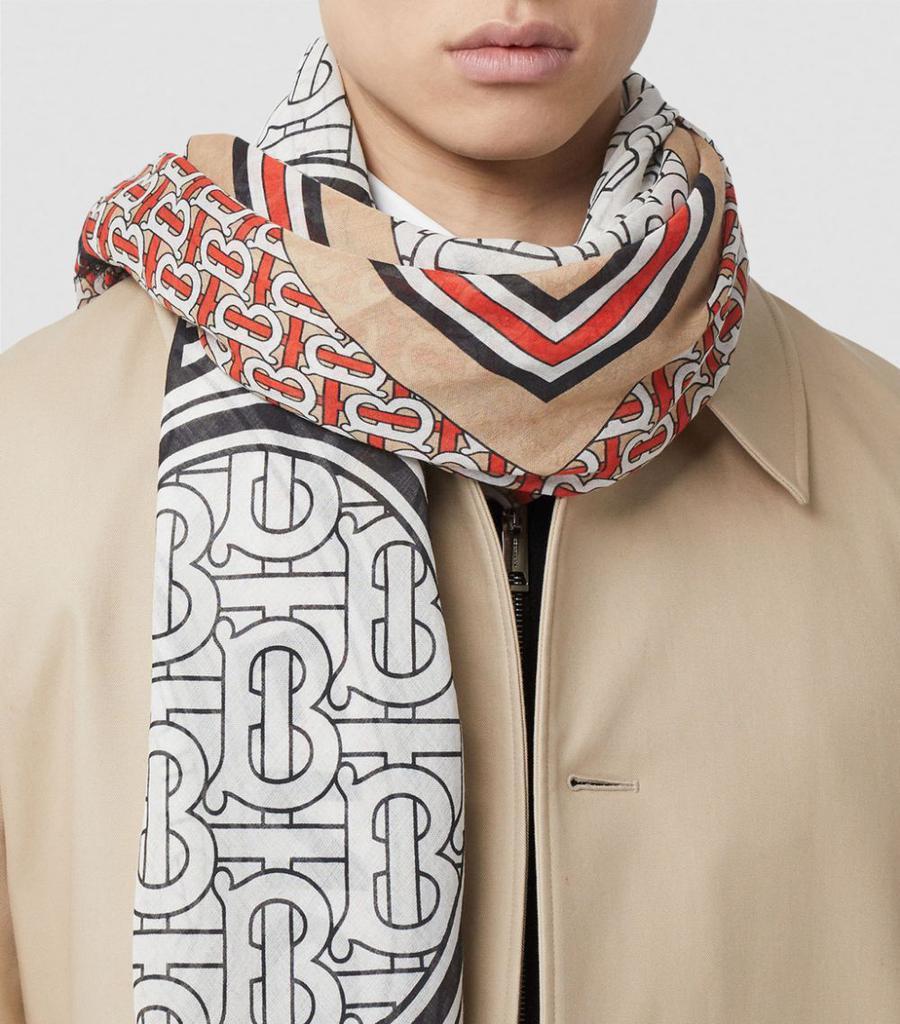 商品Burberry|large monogram square scarf,价格¥3071,第5张图片详细描述
