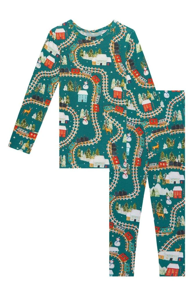商品Posh Peanut|Wyatt Holiday Train Fitted Two-Piece Pajamas,价格¥181,第1张图片