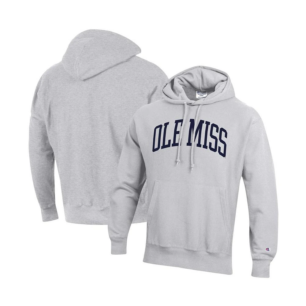 商品CHAMPION|Men's Heathered Gray Ole Miss Rebels Team Arch Reverse Weave Pullover Hoodie,价格¥625,第1张图片