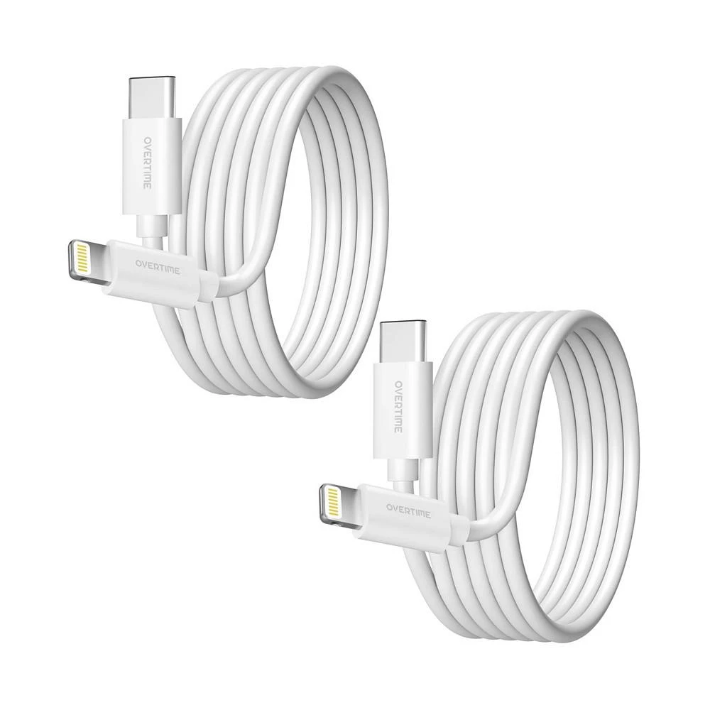 商品Overtime|Apple MFi Certified iPhone 13/12/11 10ft Charging Cable | USB Type C to Lightning Cable for iPhone - White (2-Pack),价格¥224,第1张图片