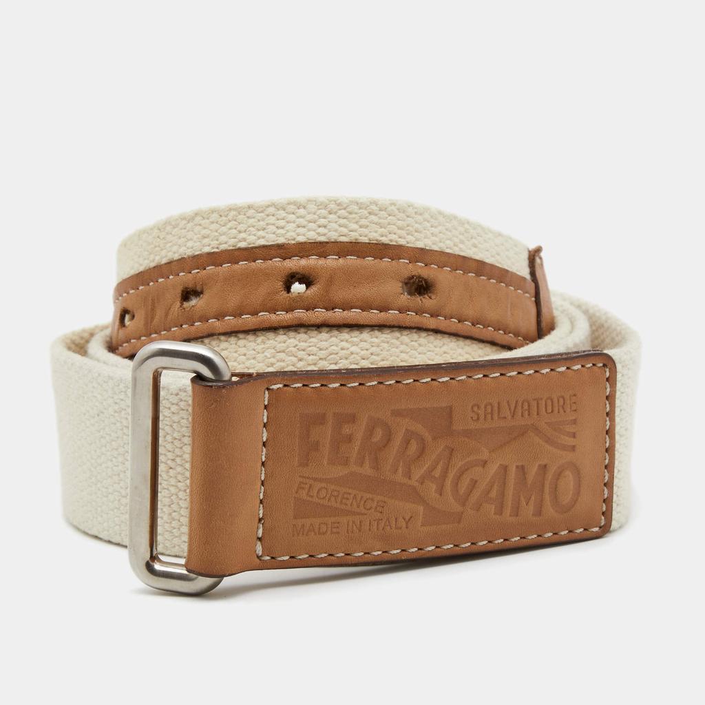 商品[二手商品] Salvatore Ferragamo|Salvatore Ferragamo Beige/Tan Canvas and Leather Belt 100CM,价格¥1047,第1张图片