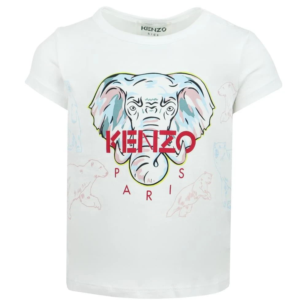 商品Kenzo|Baby Elephant & Polar Bear Logo White T Shirt,价格¥217,第1张图片