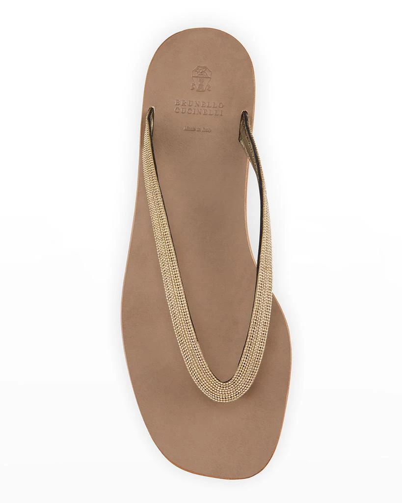 商品Brunello Cucinelli|Leather Monili Flat Thong Sandals,价格¥5695,第4张图片详细描述
