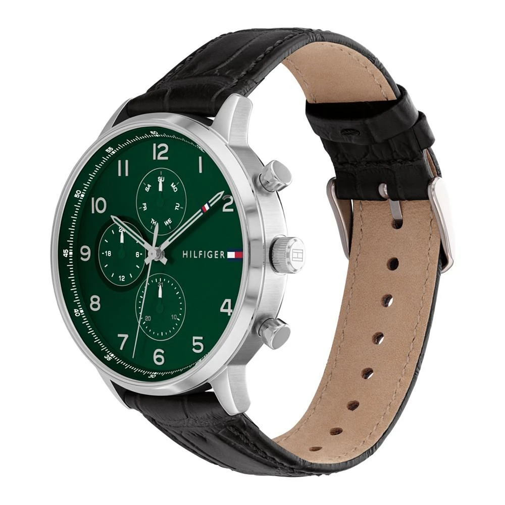 商品Tommy Hilfiger|Men's Black Leather Strap Watch 44mm,价格¥867,第2张图片详细描述