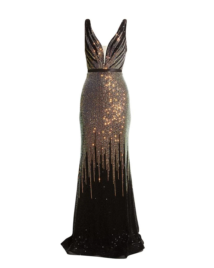 商品Basix Black Label|Sleeveless Ombre Sequin Gown,价格¥1477,第2张图片详细描述