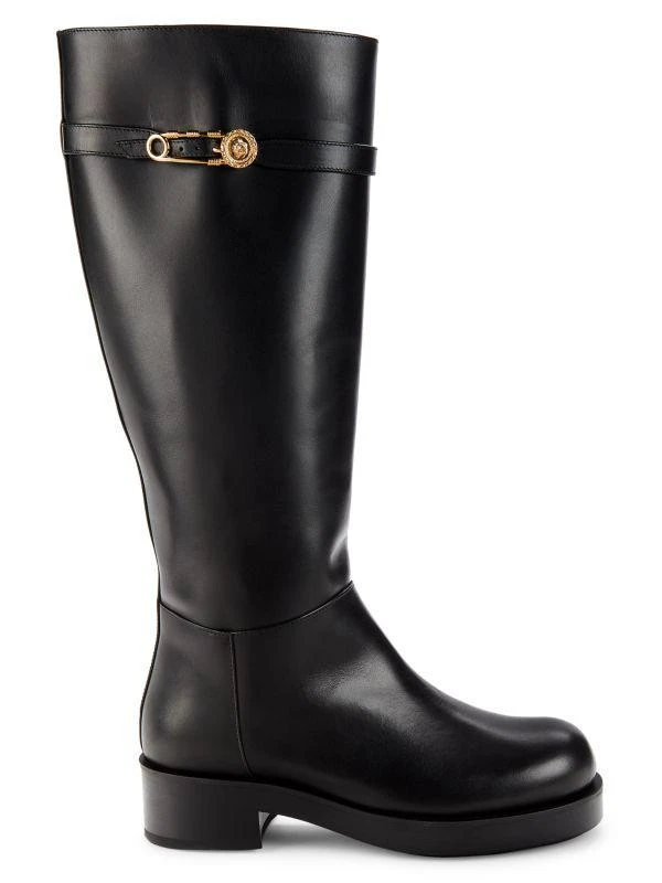 商品Versace|Leather Knee High Boots,价格¥5588,第1张图片