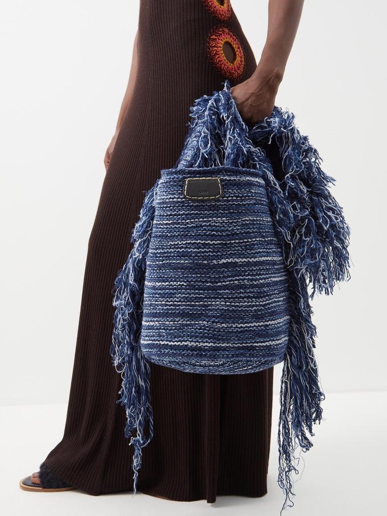 商品Chloé|Jorge striped recycled-cashmere bucket bag,价格¥10666,第4张图片详细描述