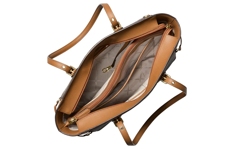 商品[国内直发] Michael Kors|迈克高仕 MK Voyager 老花满印通勤复古经典款 牛皮 托特包Tote包购物袋单肩手提包 中号 女款 深棕色,价格¥1686,第4张图片详细描述