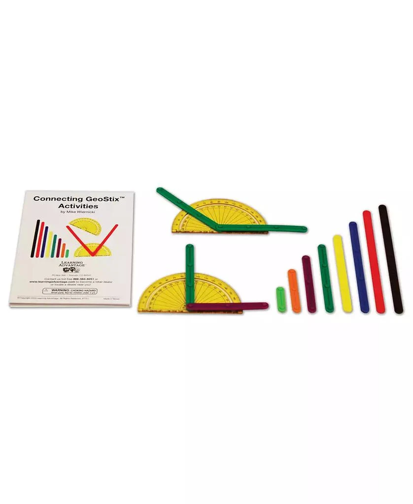 商品Learning Advantage|GeoStix Basic Set, 80 Construction Sticks, 24 Activity Card, 2 Protractors,价格¥183,第1张图片