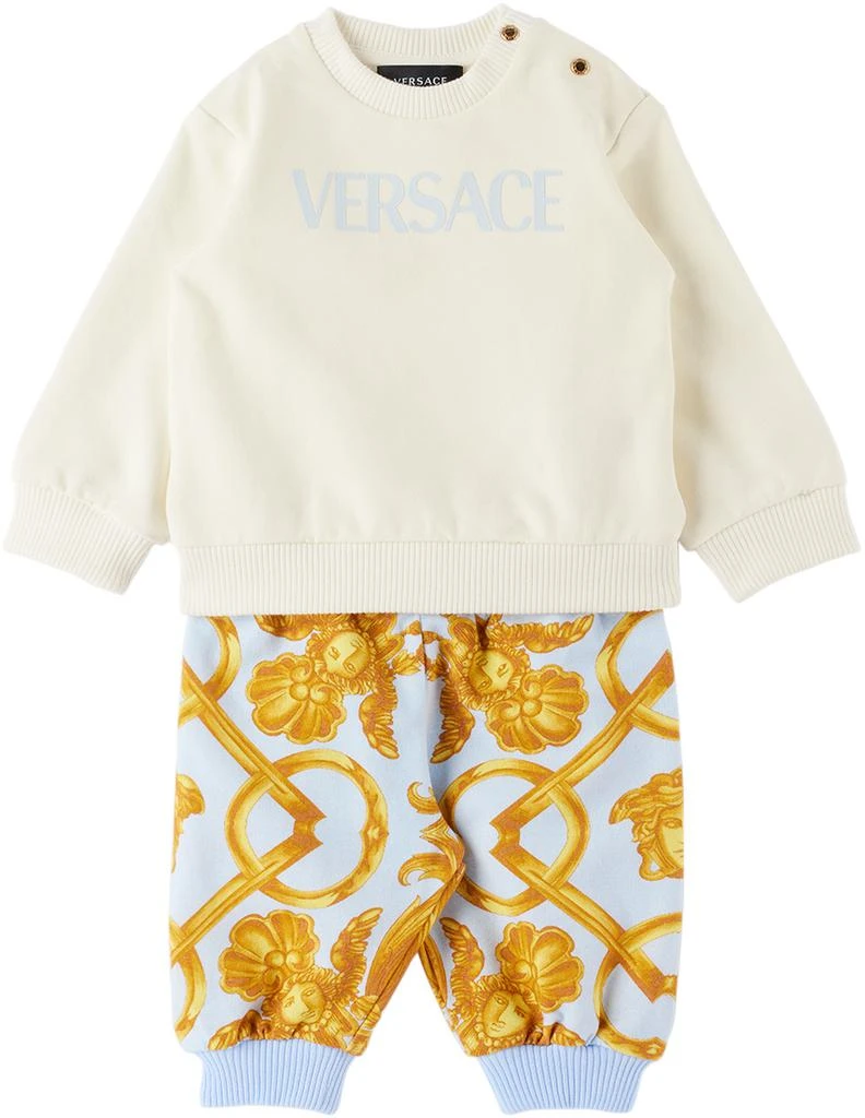商品Versace|白色 & 蓝色 Barocco 婴儿运动套装,价格¥2040,第1张图片